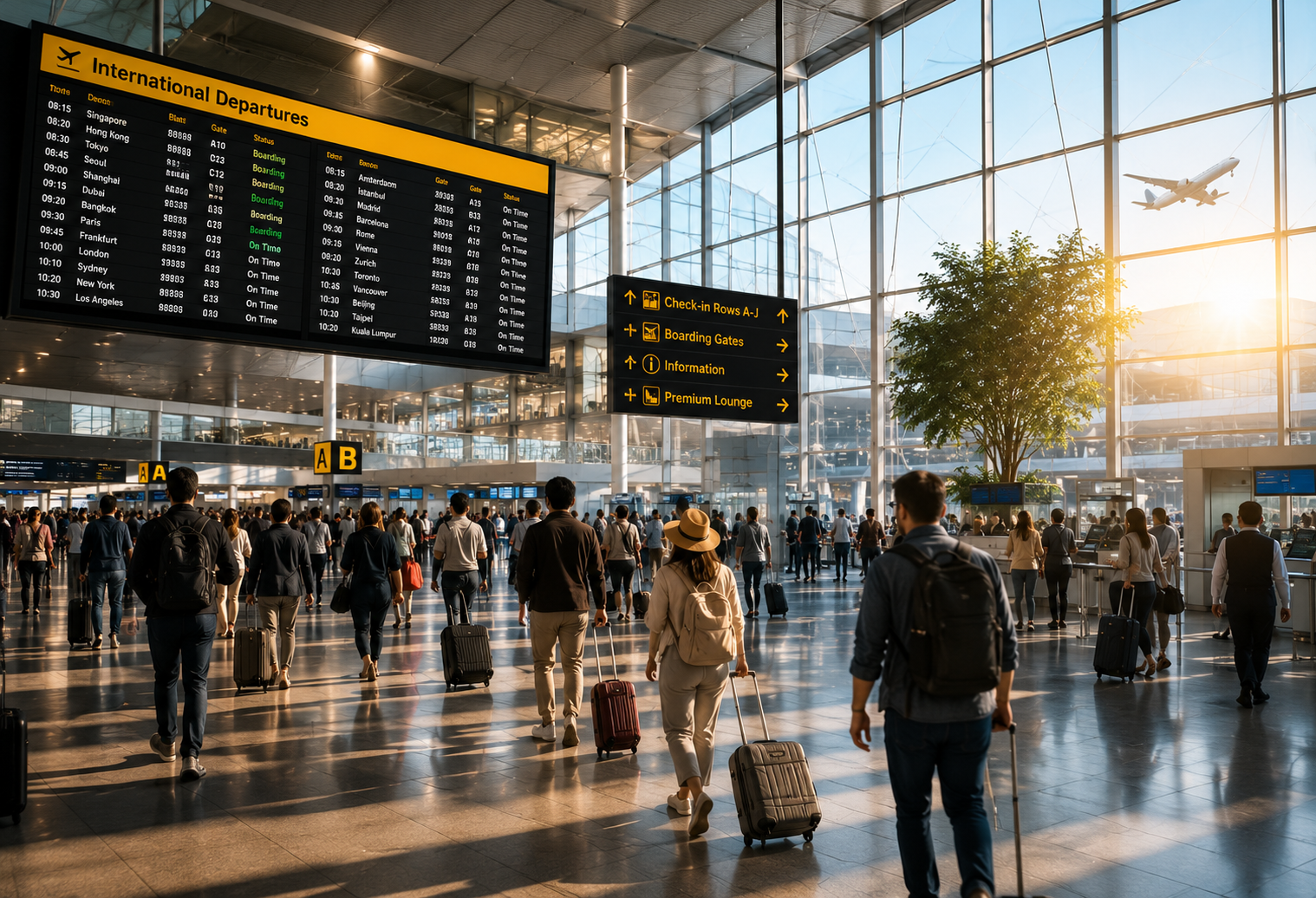 International airport and global traveler